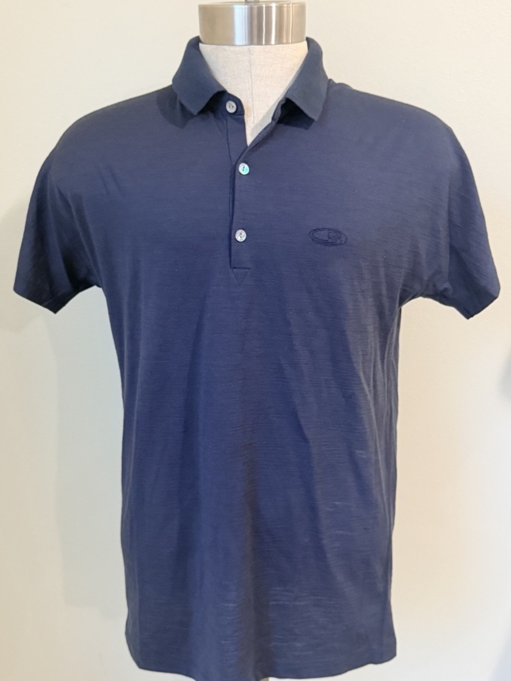 Icebreaker Merino Wool Blue Short Sleeve Polo Shirt Mens Small